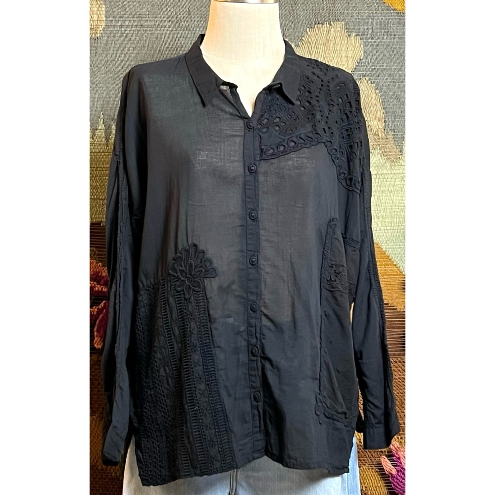 Johnny Was Lucinda Patchwork Shirt L